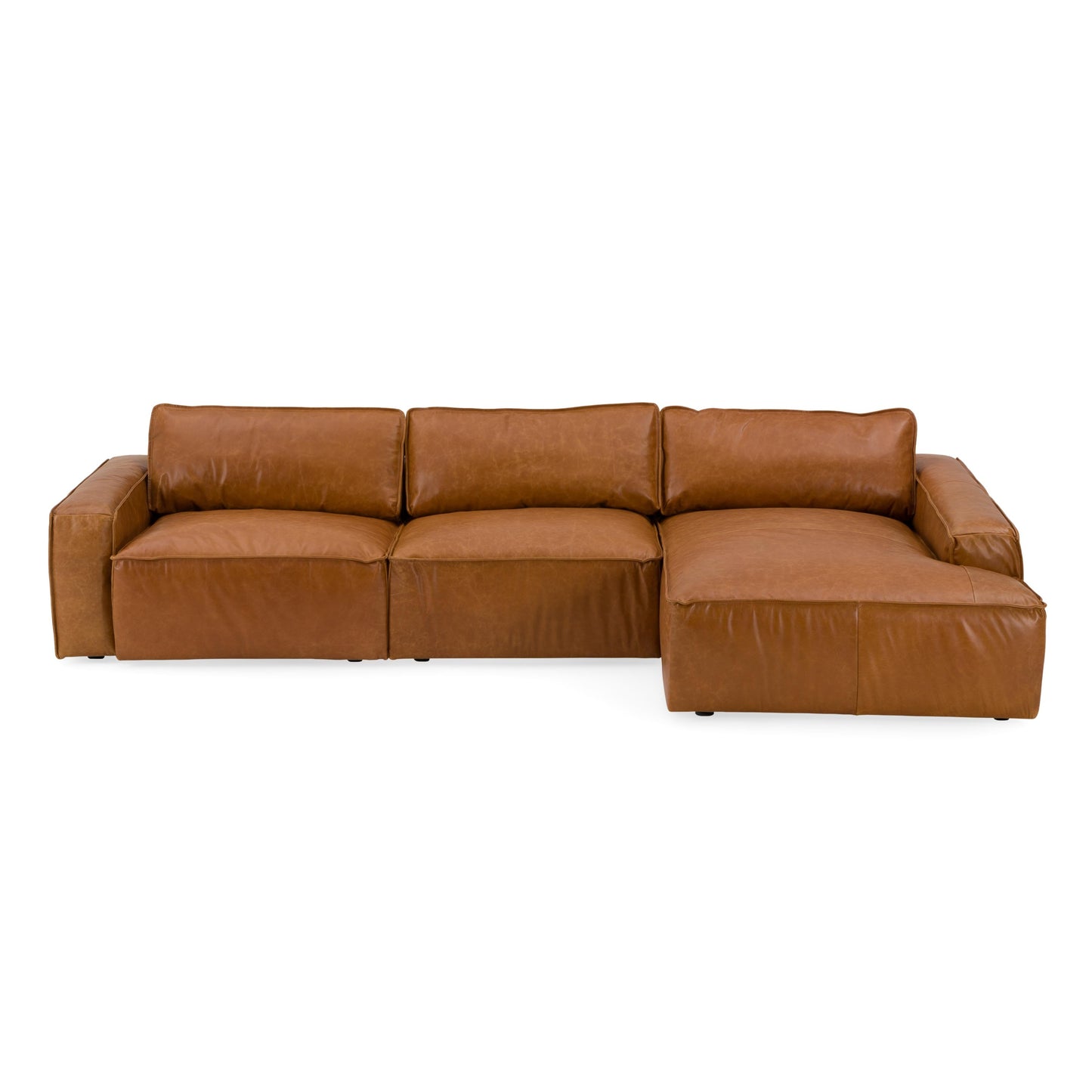 Modrest Cambria - Modern RAF Cognac Leather Sectional Sofa