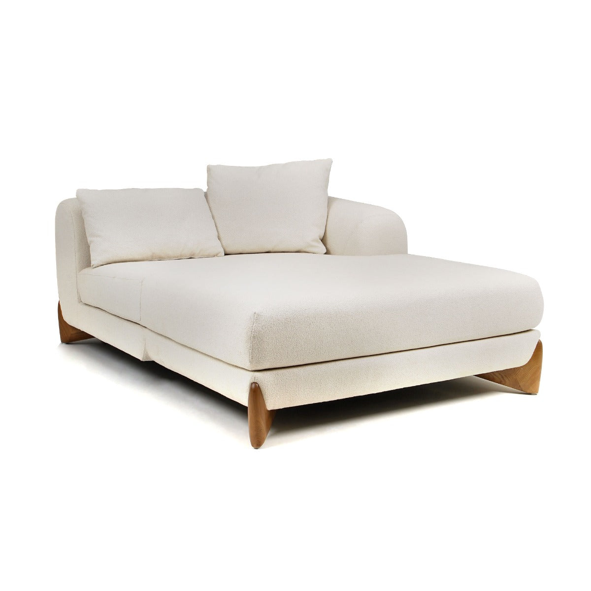 Modrest Fleury - Contemporary Cream Fabric and Walnut RAF Sectional Sofa