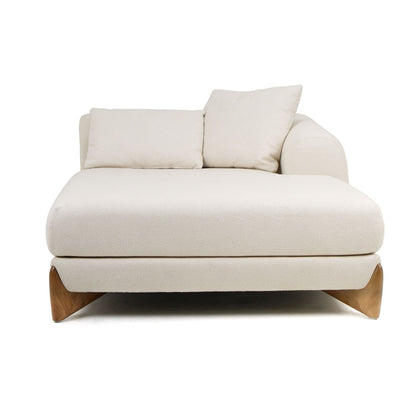 Modrest Fleury - Contemporary Cream Fabric and Walnut RAF Sectional Sofa