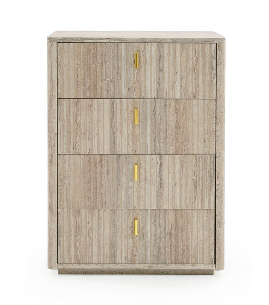 Nova Domus Roma - Modern Faux Travertine + Gold Chest