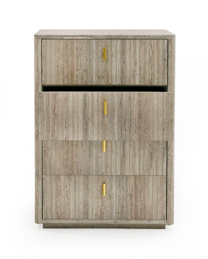 Nova Domus Roma - Modern Faux Travertine + Gold Chest