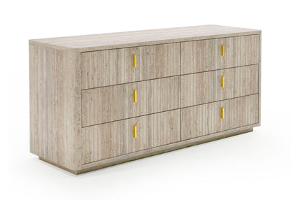 Nova Domus Roma - Modern Faux Travertine + Gold Dresser