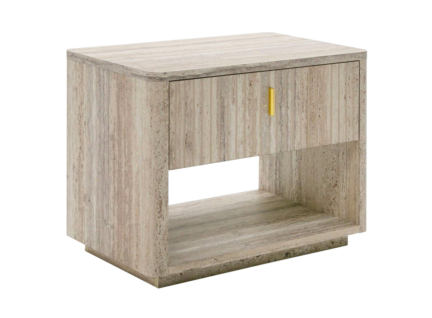 Nova Domus Roma - Modern Faux Travertine + Gold Nightstand