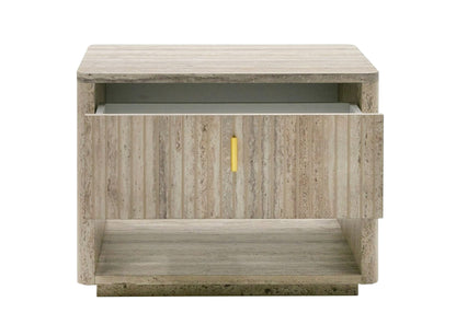 Nova Domus Roma - Modern Faux Travertine + Gold Nightstand