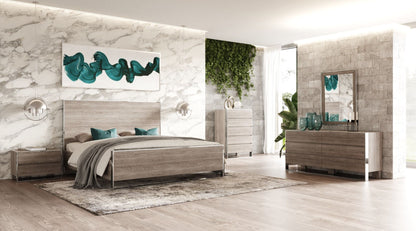 Modrest Charlene Modern Grey Elm & Stainless Steel 4-Piece Bedroom Set