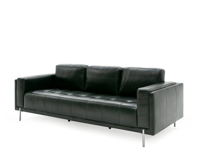 Divani Casa Schmidt - Modern Black Leather Sofa + 2 Chairs