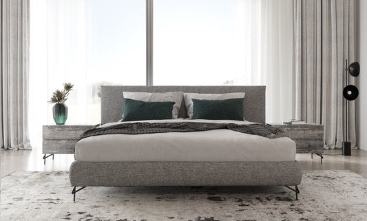Nova Domus Aria - Italian Modern Multi Grey Bed and Two Nightstands