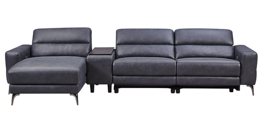 Divani Casa Laramie - Modern Charcoal Grey Vegan Leather Left Facing Sectional With Power Recliners