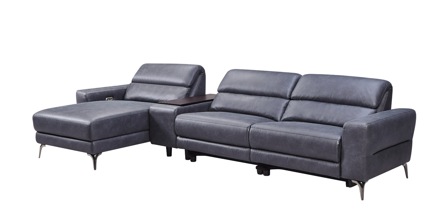 Divani Casa Laramie - Modern Charcoal Grey Vegan Leather Left Facing Sectional With Power Recliners