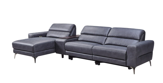 Divani Casa Laramie - Modern Charcoal Grey Vegan Leather Left Facing Sectional With Power Recliners