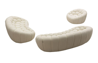 Divani Casa Yolonda - Modern Curved Off-White Fabric Sofa Set