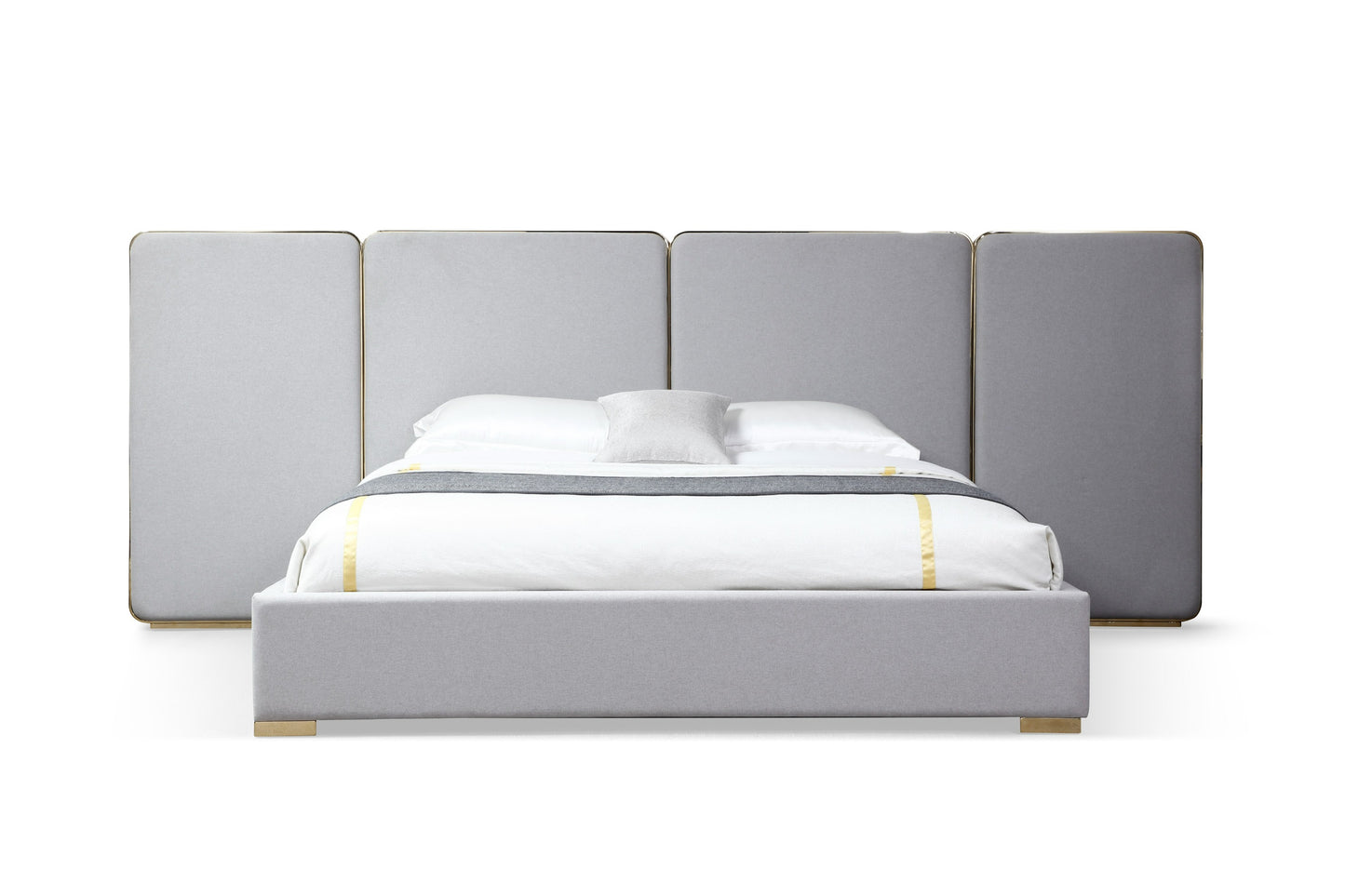 Modrest Athena & Rothsay - Modern Grey Fabric + Wenge + Gold Bedroom Set
