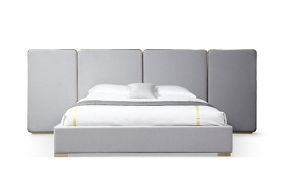 Modrest Athena & Rothsay - Modern Grey Fabric + Wenge + Gold Bedroom Set