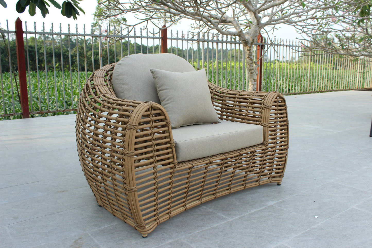 Renava Sandra - Outdoor Beige + Wicker Sofa Set