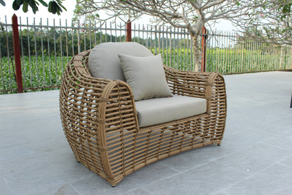 Renava Sandra - Outdoor Beige + Wicker Sofa Set