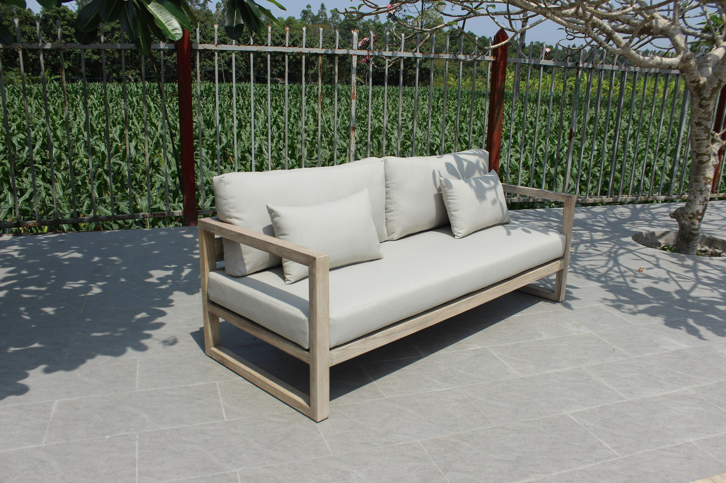 Renava Calm - Outdoor Grey + Acacia Sofa Set