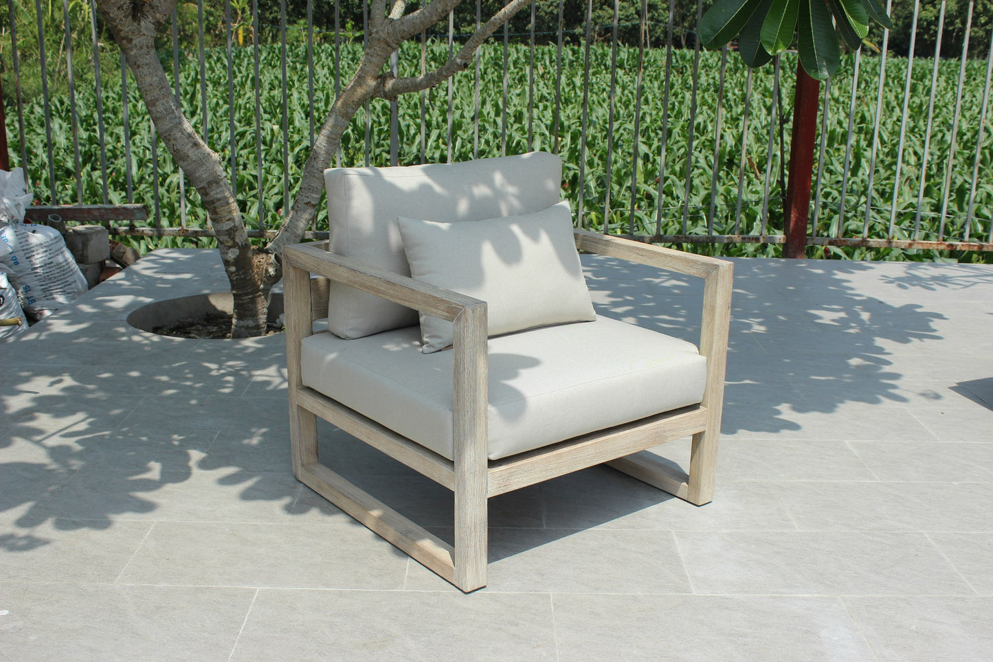 Renava Calm - Outdoor Grey + Acacia Sofa Set