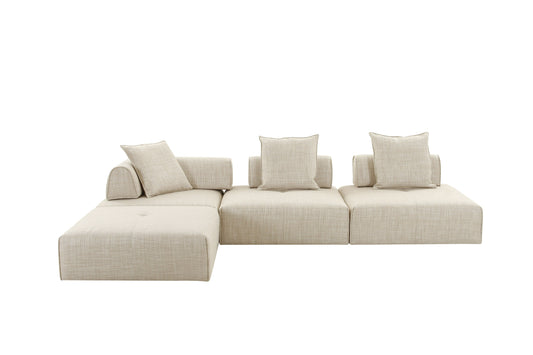 Divani Casa Mondo - Modern Modular Beige Fabric Armless Seat