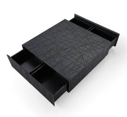 Modrest Kenda - Modern Black Oak Square Coffee Table With Storage