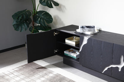 Modrest Aspen - Modern Matte Brown Ash & Silver TV Stand