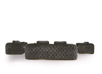 Divani Casa Dosie - Transitional Grey Velvet Sofa Set