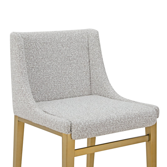Modrest Mimi - Modern Light Grey Fabric + Antique Brass Counter Stool (Set of 2)