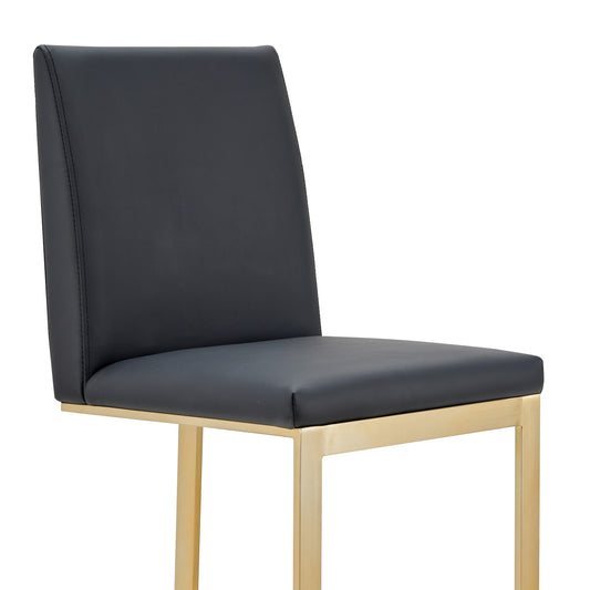 Modrest Frankie - Modern Dark Grey Vegan Lether + Antique Brass Counter Stool