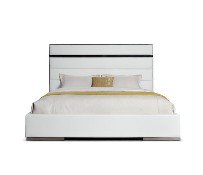 Modrest Cartier - Modern White Vegan Leather + Stainless Steel Bedroom Set