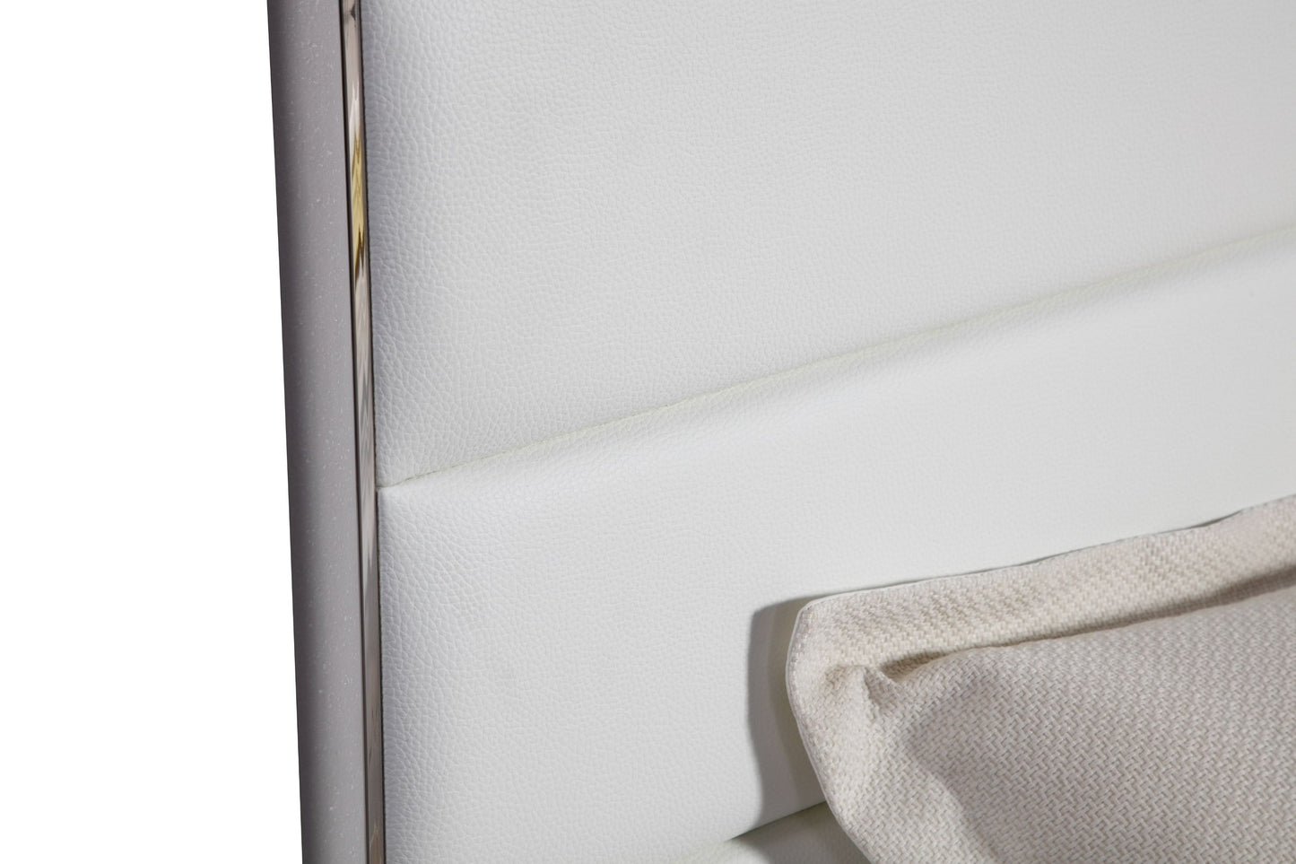 Modrest Cartier - Modern White Vegan Leather + Stainless Steel Bedroom Set