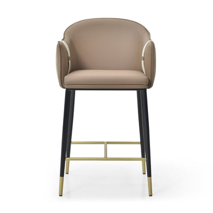 Modrest Calderon - Modern Brown & Beige Vegan Leather Counter Chair
