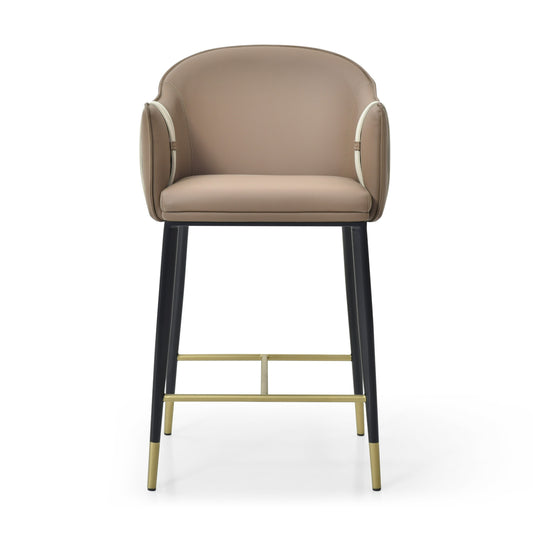 Modrest Calderon - Modern Brown & Beige Vegan Leather Counter Chair