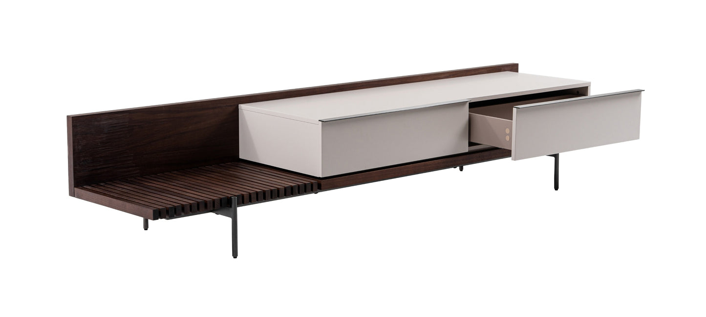 Modrest Colima - Modern Matte Beige + Walnut TV Stand