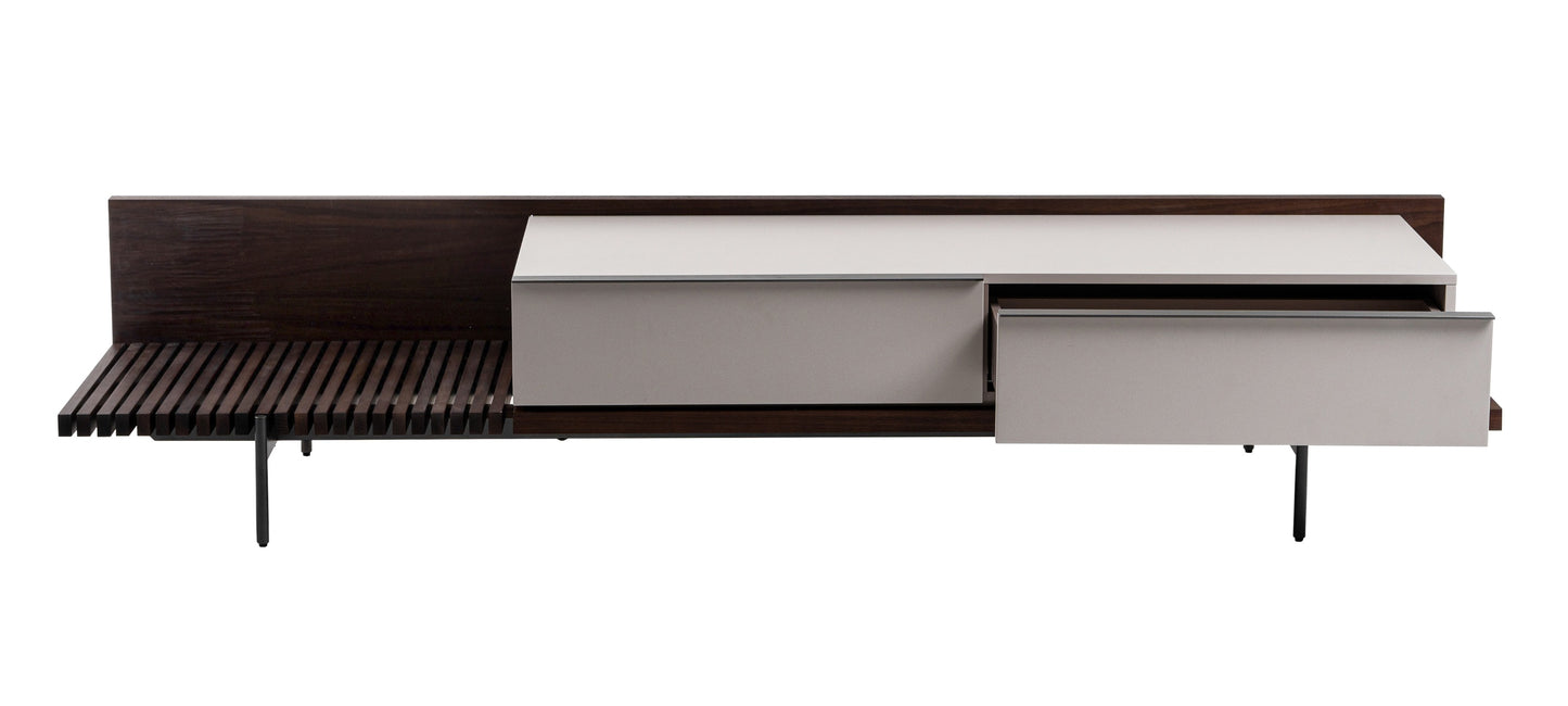 Modrest Colima - Modern Matte Beige + Walnut TV Stand