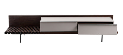 Modrest Colima - Modern Matte Beige + Walnut TV Stand