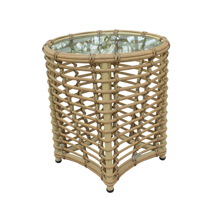 Renava Sandra - Outdoor Beige + Wicker Sofa Set With End Table