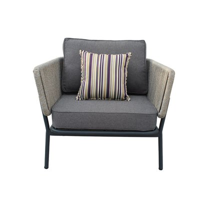Renava Suntide - Outdoor Grey Fabric + Beige Rattan + Grey Acacia Sofa Set