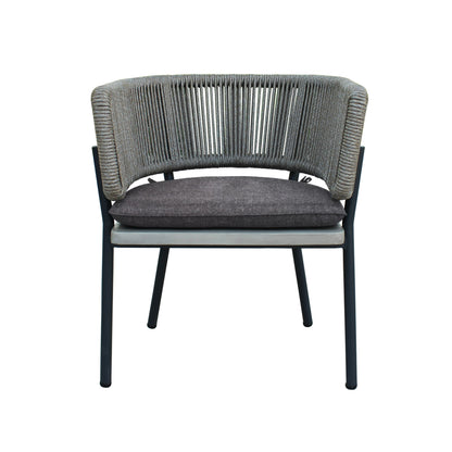 Renava Suntide - Outdoor Grey Fabric + Grey Acacia + Beige Rattan Dining Set
