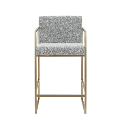 Modrest Suzanne - Modern Grey Fabric + Antique Brass Counter Chair