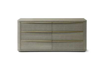 Modrest Lois - Modern Grey Leather & Beige Shagreen Bedroom Set