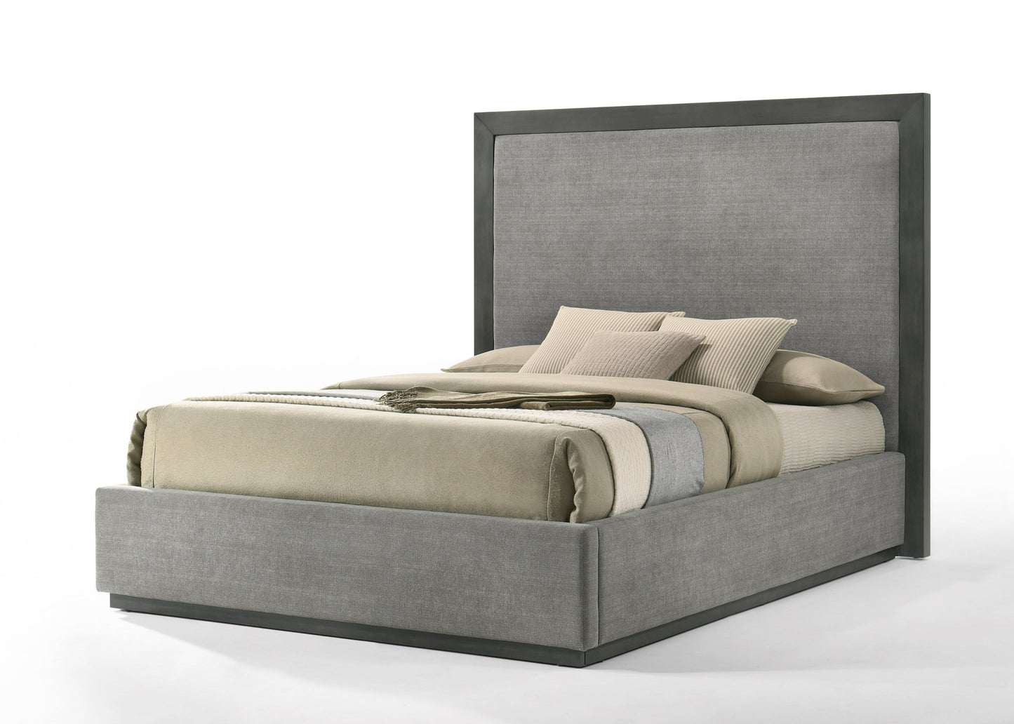 Nova Domus Santa Barbara + Santa Monica - Modern Grey Fabric + Grey Wash Bedroom Set
