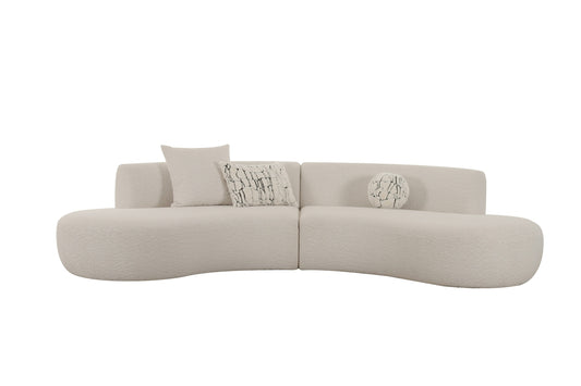 Divani Casa Weldon - Modern Off-White Fabric Curved Sectional