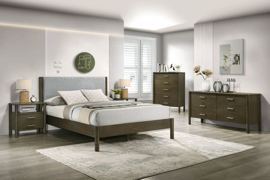 Modrest Carolina - Modern Grey Fabric + Wenge Bedroom Set