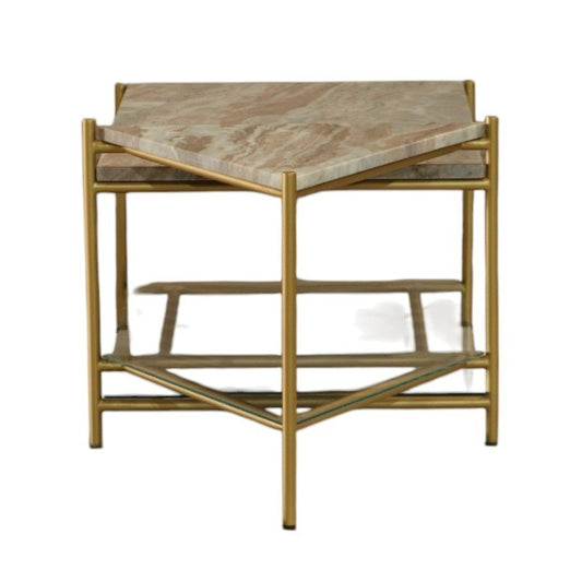 Modrest Mosk - Modern Marble + Glass + Brass Coffee Table