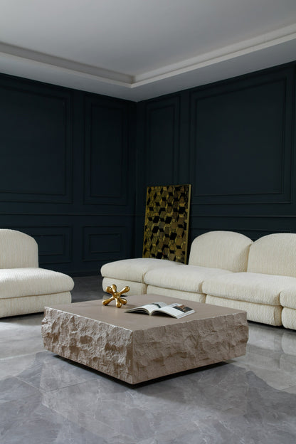 Modrest Quarry - Modern Beige Square Coffee Table