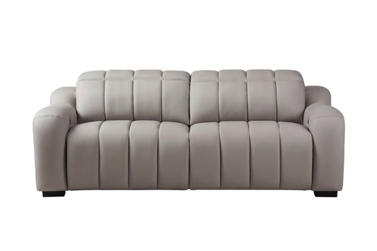 Divani Casa Paddy - Modern Grey Leather Sofa w/ 2 Recliners