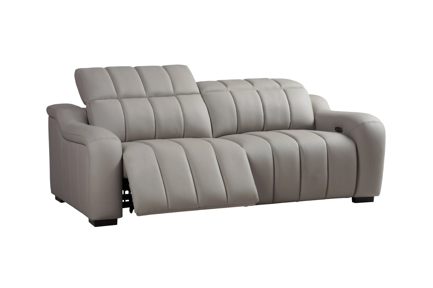 Divani Casa Paddy - Modern Grey Leather Sofa w/ 2 Recliners