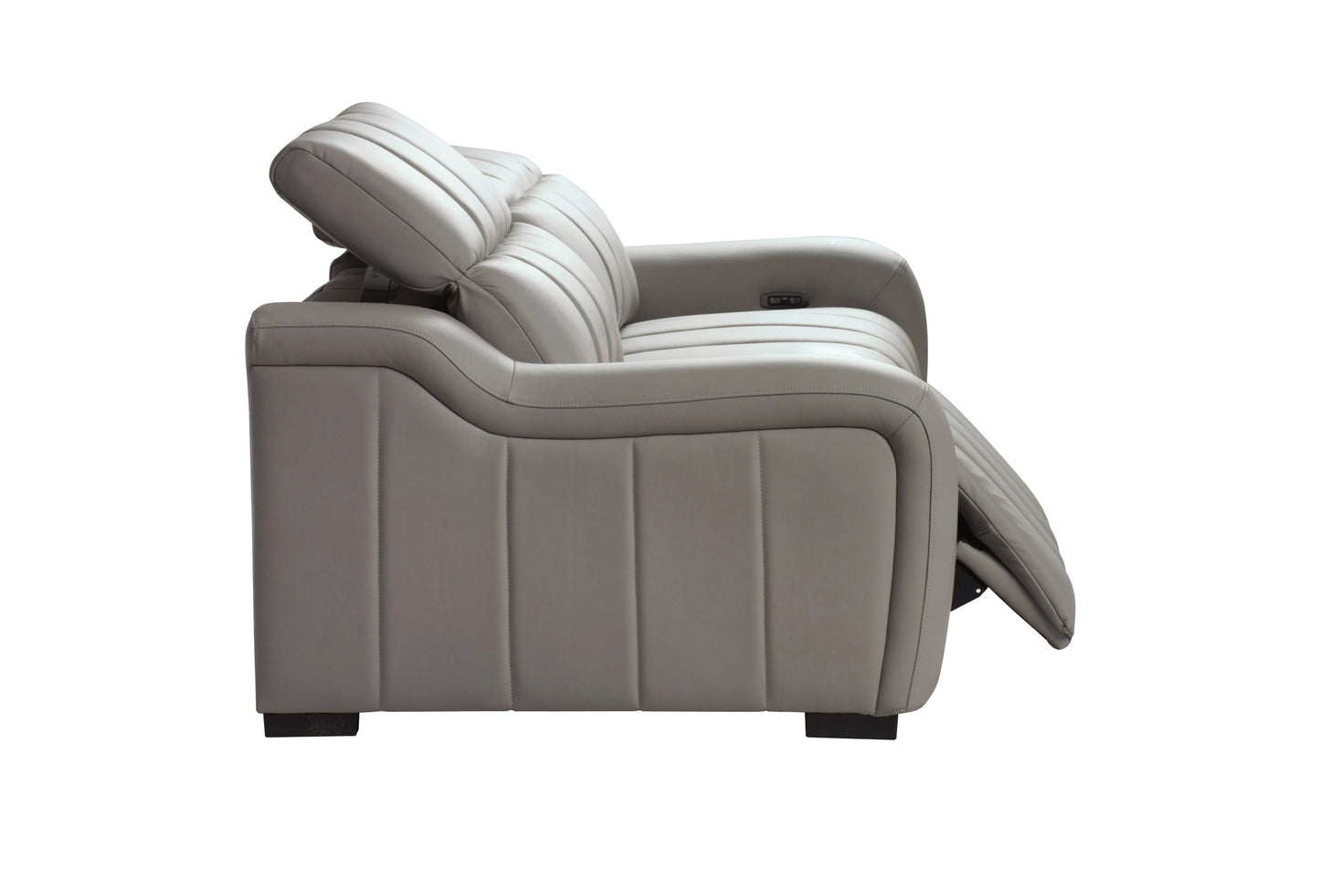 Divani Casa Paddy - Modern Grey Leather Sofa w/ 2 Recliners