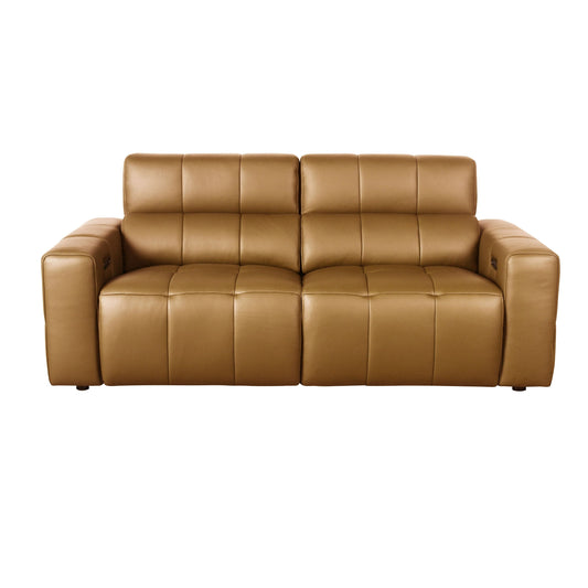 Divani Casa Chevak - Modern Brown Leather Sofa w/ 2 Recliners
