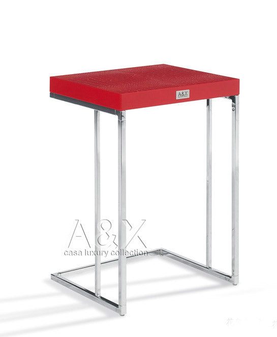 A&X Amelia - Modern Red Crocodile Lacquer End Table Set
