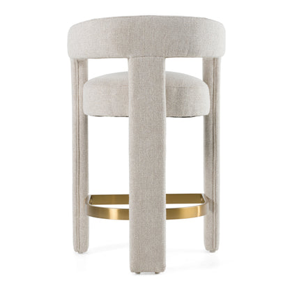 Modrest Adam - Modern Beige Fabric + Brass Counter Chair
